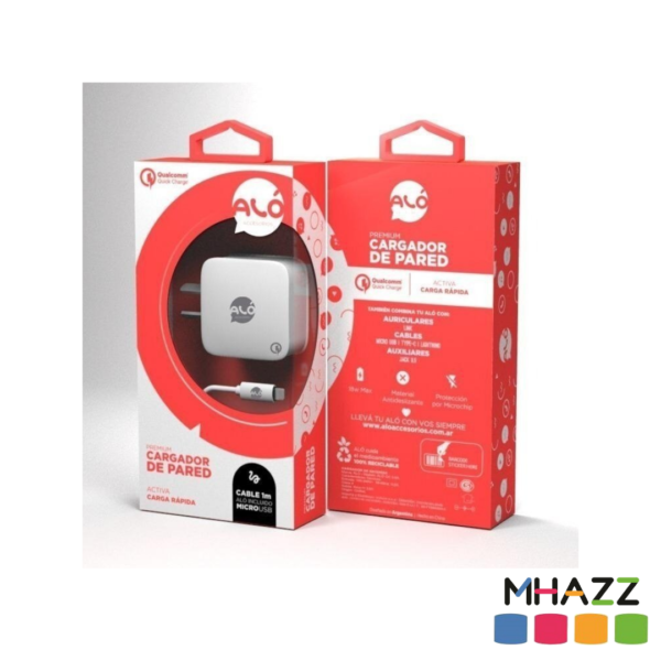 Cargador De Pared Alo 3.0 18W Micro USB - Blanco