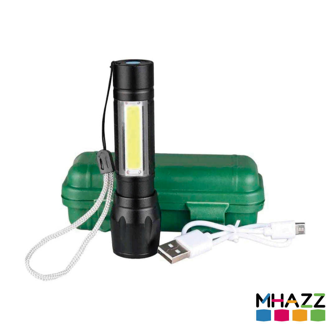 Mini Linterna Tactica Led Zoom Recargable Usb + Estuche