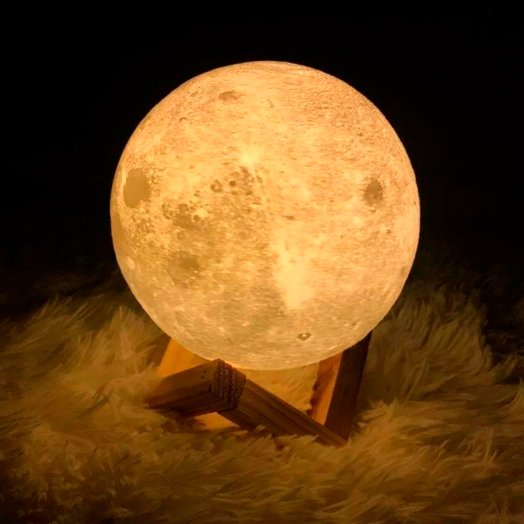 LUZ DESING, Lampara Velador Led Luna Moon Original Táctil 18cm