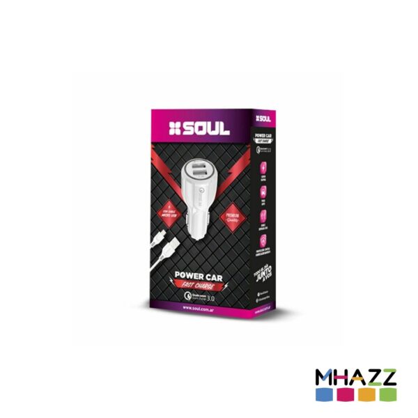 Cargador De Auto Soul Fast Charge Dual Usb Micro Usb