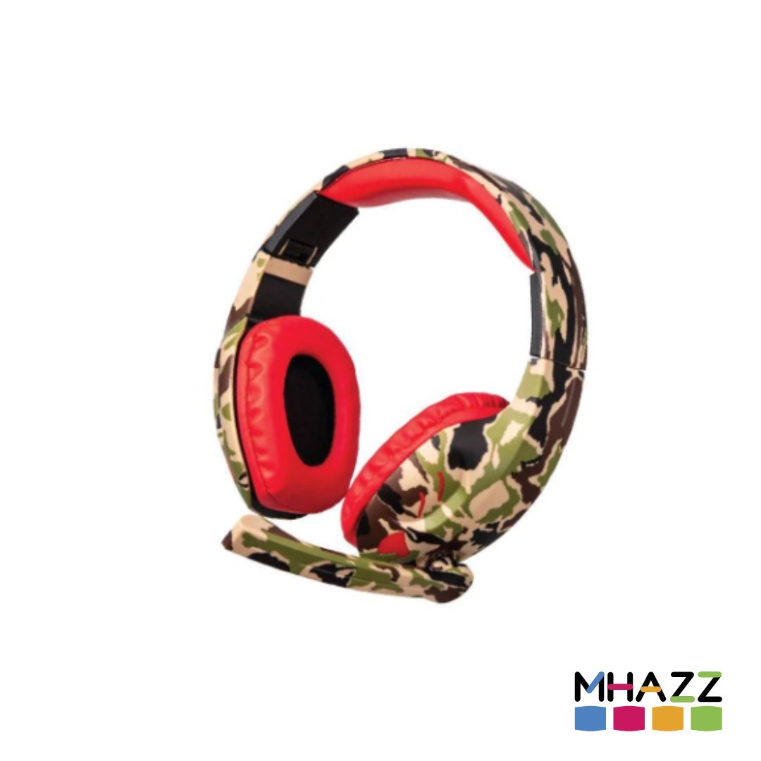 Auricular Gamer Pc Microfono Camuflado Netmak Rojo