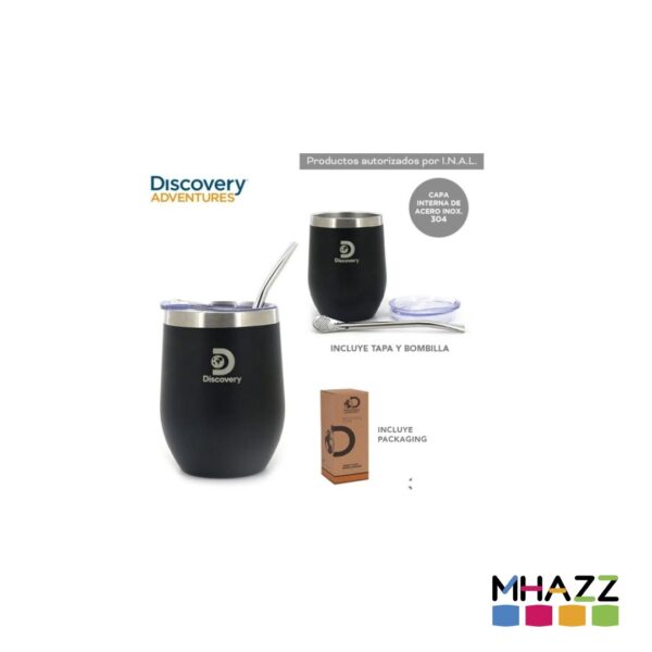 Vaso Mate Discovery C/Tapa - Negro