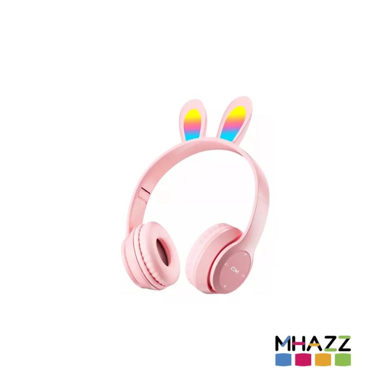 Auriculares BT P47r Orejas De Conejo Led - Rosa